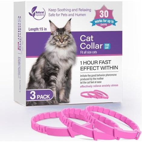 Collier apaisant pour chats et chiens - Lot de 3, rose pour chats (1/4)