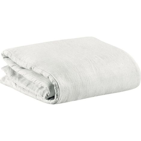 Housse de couette en 100% lin lavé stonewashed blanc pour lit deux personnes 260 x 240 cm - PANGIVO (1/4)
