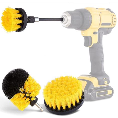 Kit de nettoyage de brosses pour perceuse (4 pièces) avec rallonge – Brosses de nettoyage électriques pour la maison, les voitures, les joints de carrelage et les moyeux de roues (1/5)