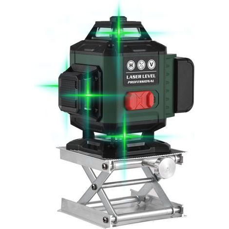 Niveau laser 16 lignes, jeu de niveaux de lumière verte multifonction, nivellement automatique 3°, distance de travail de 20 m, avec télécommande, avec batterie au lithium, vert militaire (1/5)