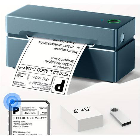 Imprimante Étiquettes Thermique Sans Fil – Impression Haute Vitesse. Compatible Smartphone/PC. Modèle (Bleu). (1/5)