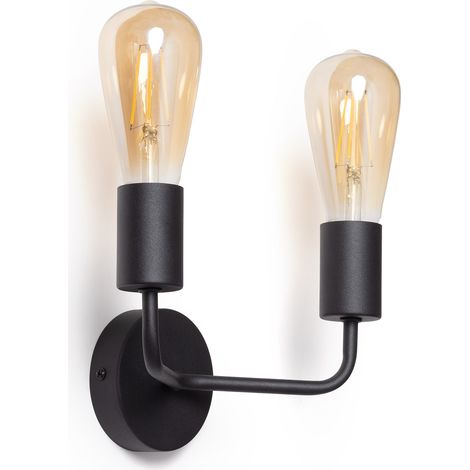 Lampe Murale Métal Jayso 2 Spots Noir (1/5)