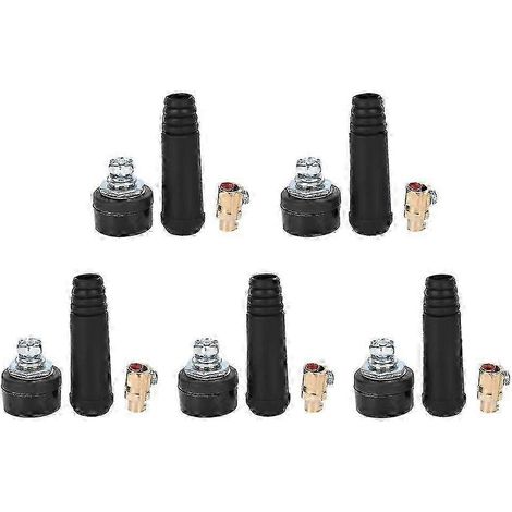Lot de 5 connecteurs rapides carrés noirs 10-25 mm, raccord de câble européen à souder, type rond long (1/4)