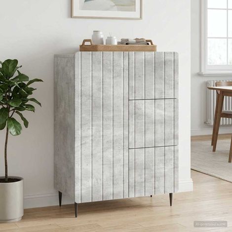 vidaXL Buffet Gris béton 66 x 34,5 x 91,5 cm Bois d'ingénierie (1/5)