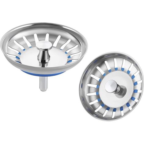 Filtre évier Acier Inoxydable SUS304 Bouchon évier Cuisine 2 Filtres Filtre Evier Bouchon d'évier Crépine d'évier Panier 2 Pièces Poli (1/5)