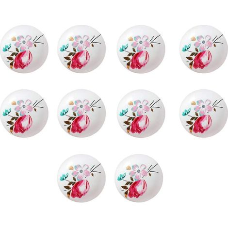 10 x Armoire Poignées Boutons de Porte Boutons Armoire Meubles Bouton Boutons de Meuble en céramique Tulipe