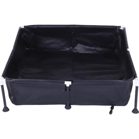 Petite piscine hors-sol profonde en PVC 95 x 95 x 20 cm, idéale pour baigner votre chien dans votre jardin ou pour une fête aquatique estivale. (1/5)