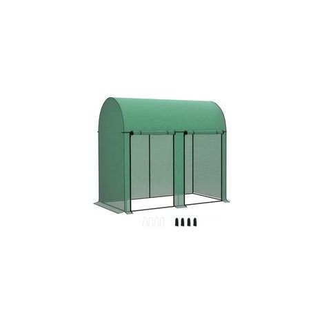 Serre de jardin 2 m² serre à tomates 2 portes zippées enroulables acier PE haute densité anti-UV 2 x 1 x 1,78 m vert (1/5)