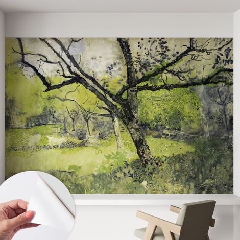 Tapete adhésive moderne pour salon et chambre à coucher Décoration rapide avec colle Parc printanier 152x104 cm (1/5)