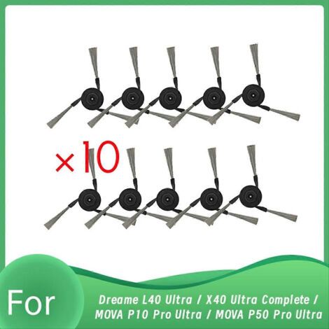 Lot de 10 brosses latérales pour Dreame L40 Ultra / X40 Ultra Complete / MOVA P10 Pro Ultra / MOVA P50 Pro Ultra