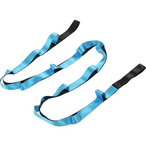 Sangle élastique de yoga en nylon bleu, idéale pour les exercices à domicile et la flexibilité (Pilates). (1/5)