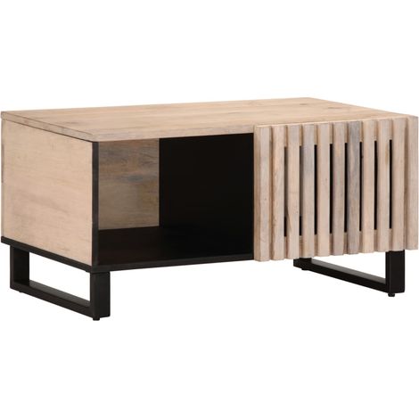 Couchtisch Weiß 80x51x40 cm Massivholz Mango