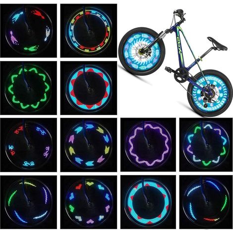 Lot de 2 éclairages pour roues de vélo avec LED étanches, 30 modes d'éclairage différents, accessoires de vélo, cadeau idéal pour adultes et enfants.
