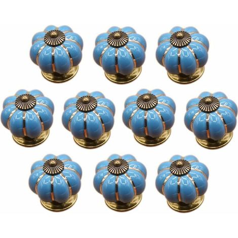 Maniglia in ceramica a forma di zucca, pomello per cassettiera, mobiletto da cucina, tiranti per cassetti, confezione da 10, blu (1/4)