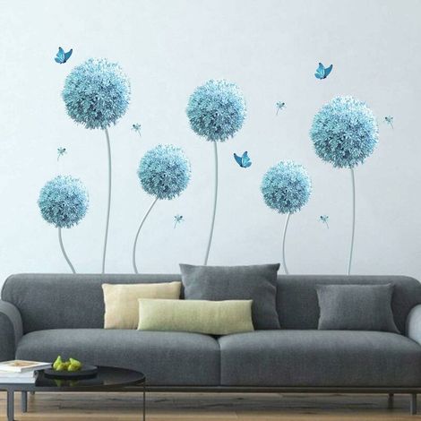 Stickers Muraux Allium Bleues Autocollant Murale Boule de Fleurs Décoration MuraleBébé Garderie Salon Chambre GROOFOO (1/3)