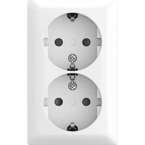 Busch Jaeger SCHUKO Doppelsteckdose 202 EAPBJ-524 Safety+AP 2fach alpinweiß
