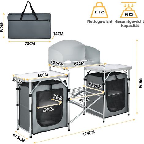 Cocina de camping plegable con bolsa de transporte - Estación de cocina de aluminio (1/5)