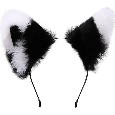 Niedliches, flauschiges Katzen-Fuchsohren-Cosplay-Anime-Fellstirnband – Schwarz-Weiß (1/3)
