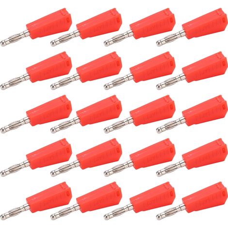 Connecteur de type lanterne en cuivre pur, fiche banane de 4 mm, peut être branché et empilé, connecteur accessoire pour instruments pédagogiques, 20 pièces par paquet, rouge. (1/5)