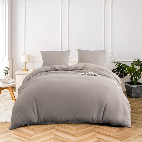 16 Couleurs Sets de Housses de Couettes 220x240 cm Double Fermeture Éclair 3 Pièces Microfibre Brossée 100 Fils/cm² + 2 Taies d'oreiller 65x65 cm Kaki Parure de Lit Adulte 2 Personnes (1/5)