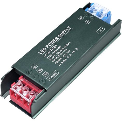 Transformateur 220V 12V Alimentation 24W LED Driver, AC 220V à DC 12V 2A 24W Ultra Mince Transfo Alimentation à Découpag Adaptateur à Tension Constante Basse Tension pour Ruban LED