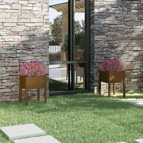 vidaXL Jardineras 2 uds madera maciza de pino marrón miel 50x50x70 cm (1/5)