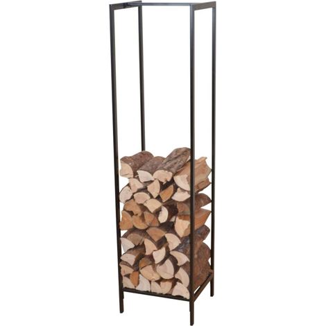 Range-bûches pour usage intérieur extérieur porte-bûches design support rangement bois de chauffage pour intérieur / extérieur 140 x 35 x 35 cm noir (1/4)