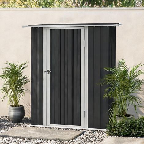 Remise de jardin en tôle d'acier avec toit en pente gris ardoise (1/5)