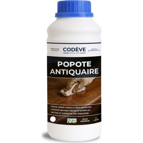 Popote Antiquaire - 1 L - Codeve Bois - Redonner De La Brillance à Votre Bois Recouvert De Vernis, Cire Ou Huile. (1/4)