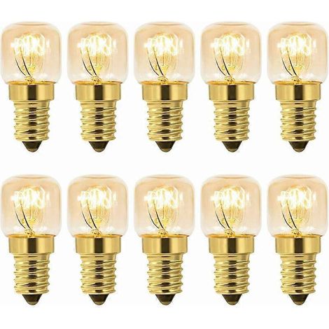 Lot de 10 ampoules à sel 25 W E14 T22, blanc chaud incandescent 2700 K, 160 lm, 230 V CA, pour four, réfrigérateur, lampe à sel, four à gril (1/5)