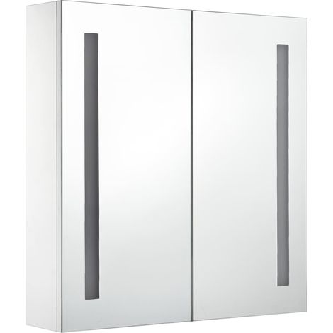 Armoire de salle de bain à miroir led 60 x 14 x 62 cm blanc et argenté (1/5)