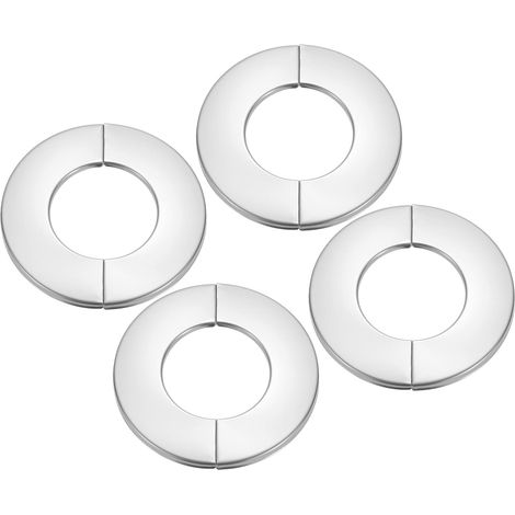 Plaque d'Écussons Auto-Adhésive Ronde en Acier Inoxydable 1.38"/35mm, 4pcs Couverture Murale pour Tuyau d'Eau, Cache Mitigeur Douche Boucles Robinet Chauffage Plomberie, Argenté (1/5)