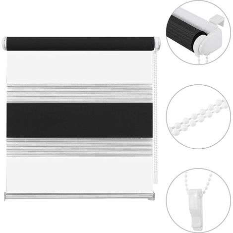 Eurohome Tenda a Rullo Senza Foratura 120 x 150 cm Bianco-Nero (1/5)