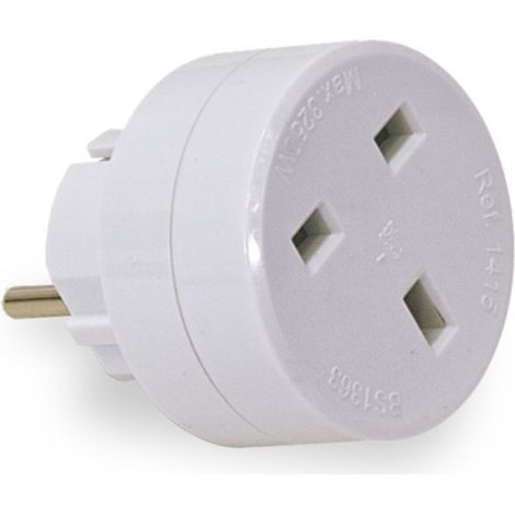Adaptador europeo - inglés, 13-16a 250 v, blanco, blister