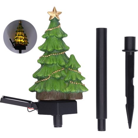 Guirlande lumineuse LED solaire arbre de Noël pour jardin, piquets décoratifs extérieur, allée, pelouse, yard, ornement lumineux (1/5)