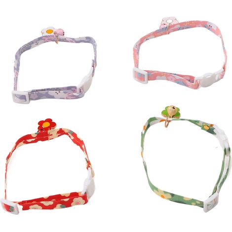 Lot de 4 colliers pour chats et chiens, en polyester, multifonctionnels et dotés d'une clochette, pour la sécurité des petits animaux de compagnie. (1/5)