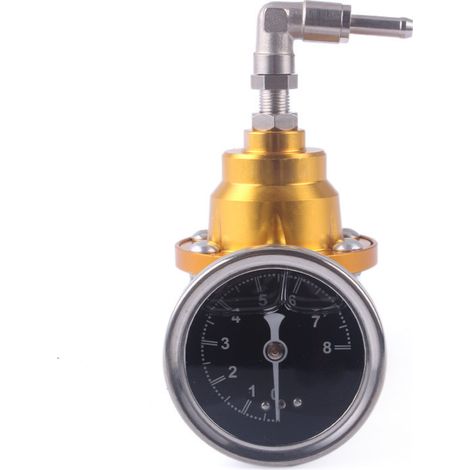 Car modification adjustable fuel pressure regulating valve, aluminum alloy fuel turbocharger pressure regulator with pressure gauge - gold (1/4)