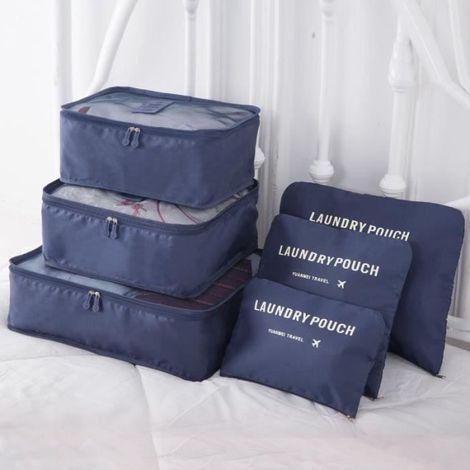 6Pcs Sac organisateur Voyage Bleu foncé (1/4)