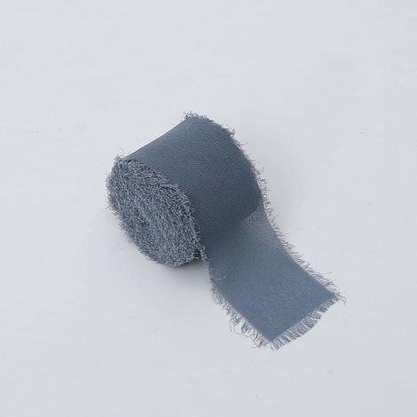 Nastro floreale - Chiffon - Blu acciaio - Rotolo 4 cm x 4,5 m (1/4)