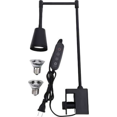 Lampe chauffante pour reptiles Double ampoule Céramique Minuterie et variateur d'intensité Prise US (1/5)