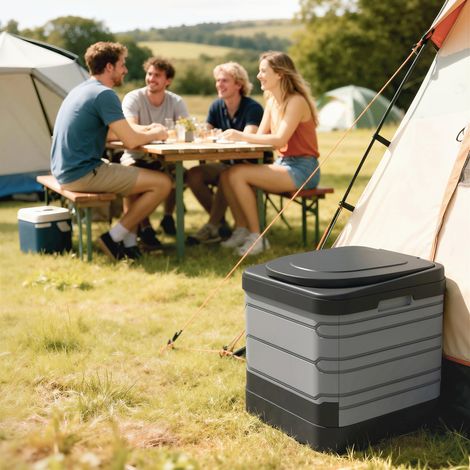 Toilette Portable Camping Toilette de camping pour Hommes et Femmes avec 12 Sachets Coagulants et 12 Sacs Jetables. gris
