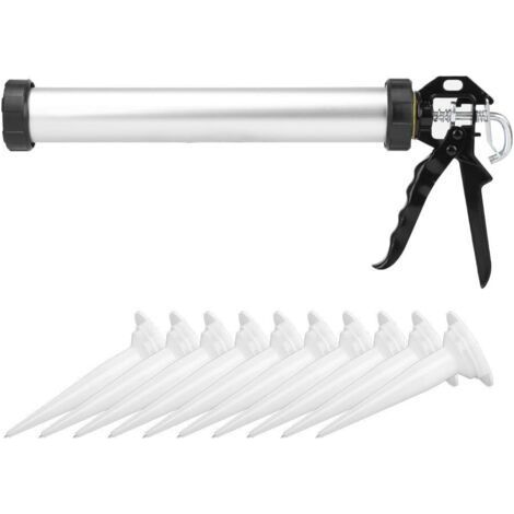 600ml Cartridge Gun, Metal Extruder Gun with 10 Nozzles, Professional Closed Manual Gun for Caulking and Glass Glue, 403 (1/5)