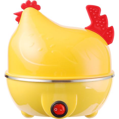 Cuociuova Elettrico per 7 Uova, Forma di Pollo, Macchina per Uova Veloce per Uova Morbide, Morbide e Sode (Giallo) (1/5)
