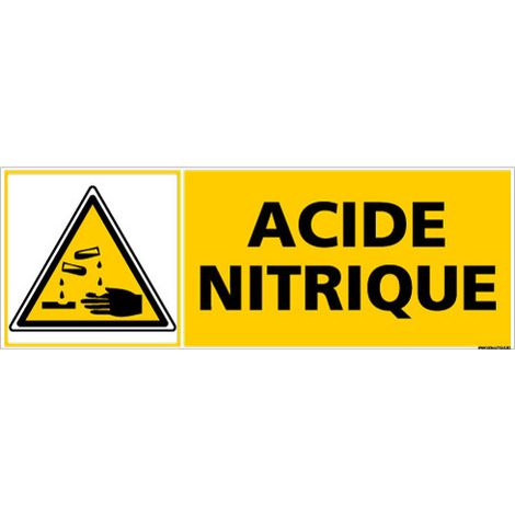 PANNEAU DANGER ACIDE NITRIQUE (C0252) - Adhésif - 210 x 75 mm