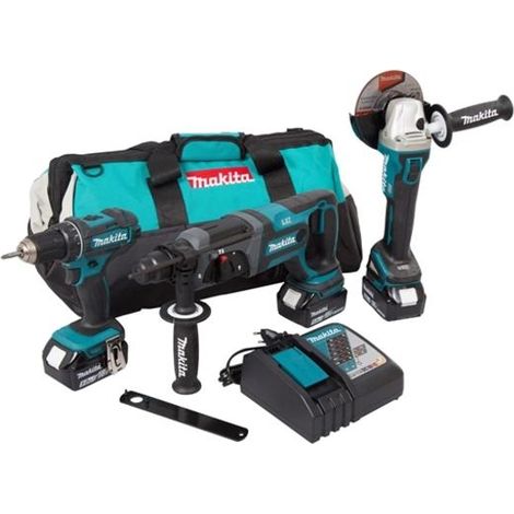 Makita - Set di 3 pezzi di utensili a batteria, batterie e caricabatterie DLX3078TX1