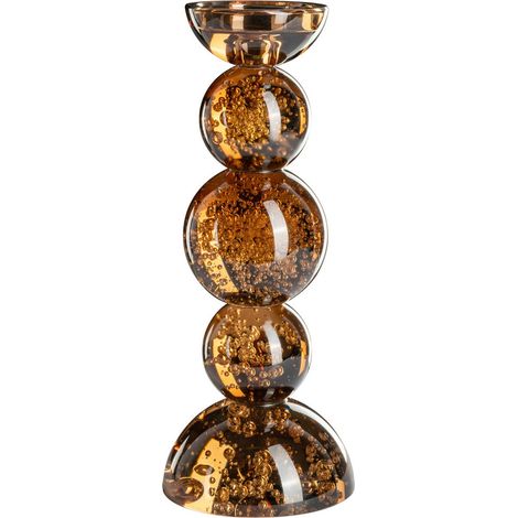 Bougeoir en verre ambré sculptural - brun ambré (1/4)