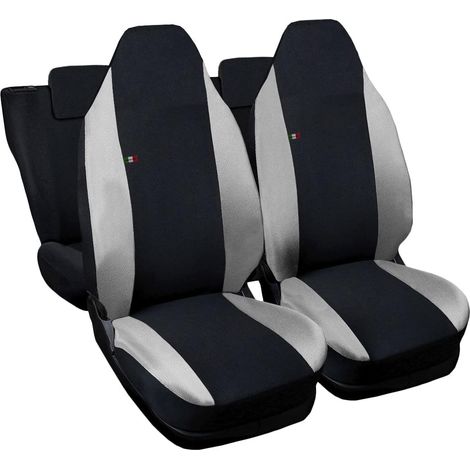 Lupex shop - Coprisedili Auto Compatibili per Aygo, Made In Italy, set di copri sedili anteriori e posteriori con copri poggiatesta incluso, tessuto poliestere, colore - Nero\Grigio Chiaro