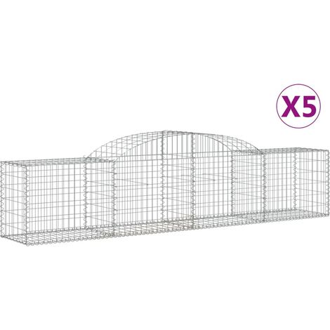 Paniers à gabions arqués 5 pcs  Mur en gabion 300x50x60/80 cm fer galvanisé