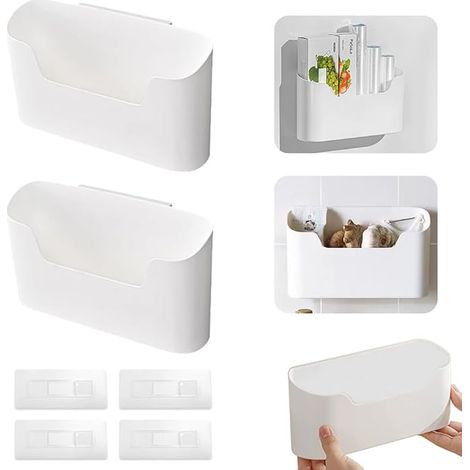 Organizador de puerta de gabinete de cocina blanco de 2 paquetes, organizador de puerta de gabinete autoadhesivo, organizador de montaje en pared, adecuado para controles remotos del hogar, gabinetes,