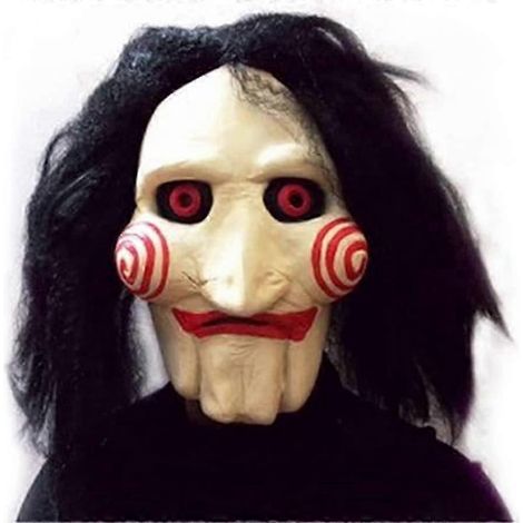 Masque intégral en latex pour Halloween, inspiré du film Saw et de Jigsaw, effrayant (1/5)